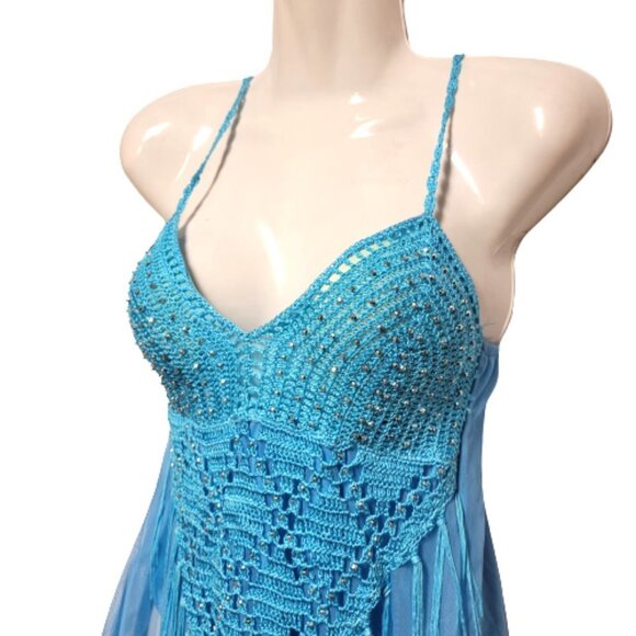 Belly Dance Top Sequin Tank Top Spaghetti Strap Top Tunic Size XS or S - Picture 6 of 9